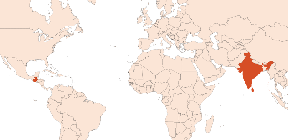 Map for Cardamome Absolue (N° CAS 8000-66-6)​